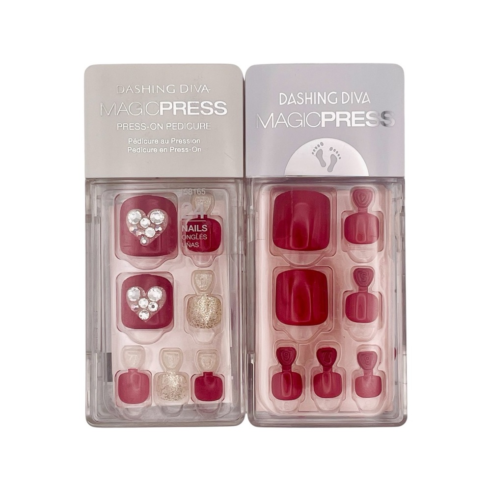 Dashing Diva Valentine’s MagicPress Press-On Pedicure - Lot of 2